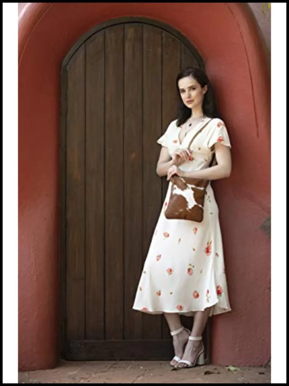 Cow Print Crossbody Bag - Genuine Leather Western Purse